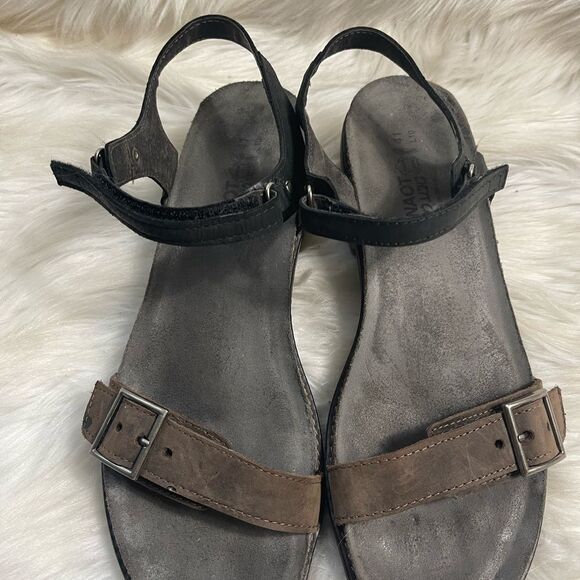 Naot Leather Buckle Brown and black ankle strap Sandal rubber soles Sizes EU - Picture 6 of 10